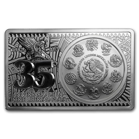 Mexican Goddess of Liberty 35th Anniversary 3 oz Plata 2017