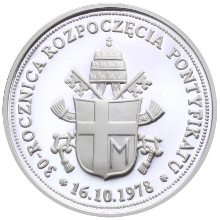 Medaile 30. výročí začátku pontifikátu Jana Pavla II. stříbro Proof + certifikát