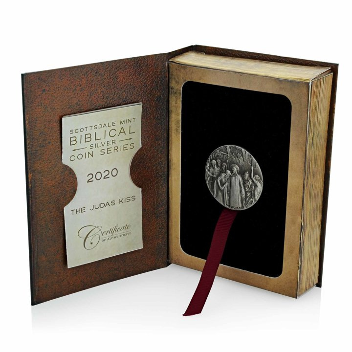 Niue: Biblical - The Judas Kiss 2 uncje Srebra 2020 Proof Antiqued Coin