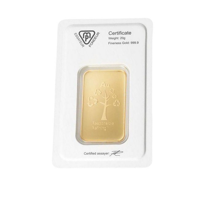 Metalor: Lingotto 20 grammi d'oro LBMA GD Refiner