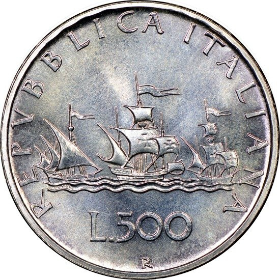 Italia, 500 Lira Plata - Año aleatorio