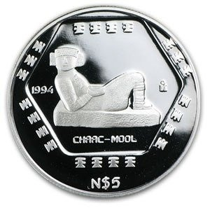 Seria Prekolumbijska: Chac Mool 1 uncja Srebra 1994 Proof