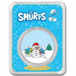 Niue: Pitufos y muñeco de nieve de colores 1 oz Plata 2023 Losa