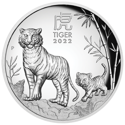 Lunar III: Rok tygra 1 unce stříbra 2022 Proof High Relief