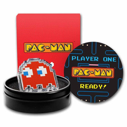 Niue : PAC-MAN GHOST « BLINKY » coloré 1 once d'argent 2022 Proof Shaped Coin