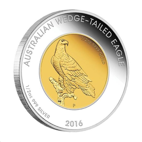 Wedge-Tailed Eagle 1/2 oz Silber i 1/2 oz Gold Proof (bi-Metalle) 2016