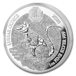Rwanda : Lunar - Année du rat 1 once d'argent 2020 Proof