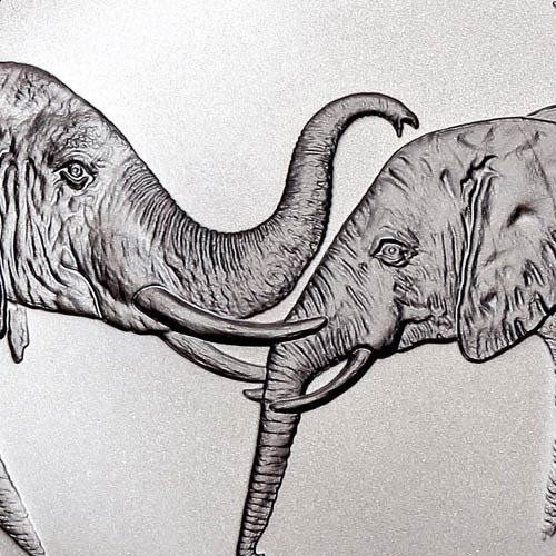 African Wildlife: Słoń 1 uncja Srebra 2002