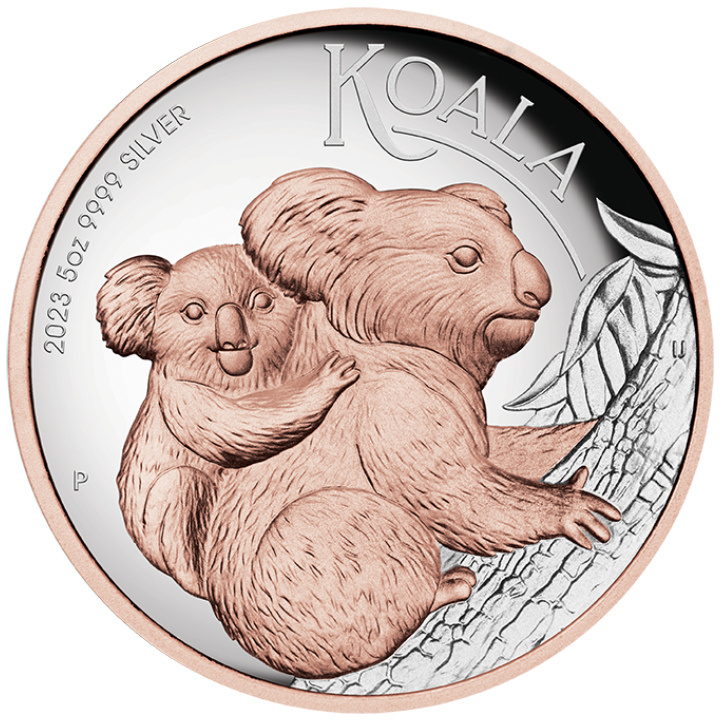 Australian Koala 5 oz Silver 2023 Proof High Relief Gilded Coin