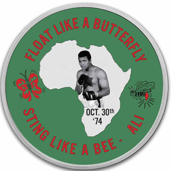 Niue : Muhammad Ali : Rumble In The Jungle coloré 1 once d'argent 2023 Slab