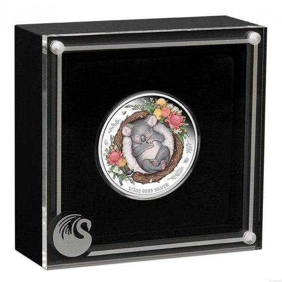 Dreaming Down Under: Śpiąca Koala kolorowana 1/2 uncji Srebra 2021 Proof
