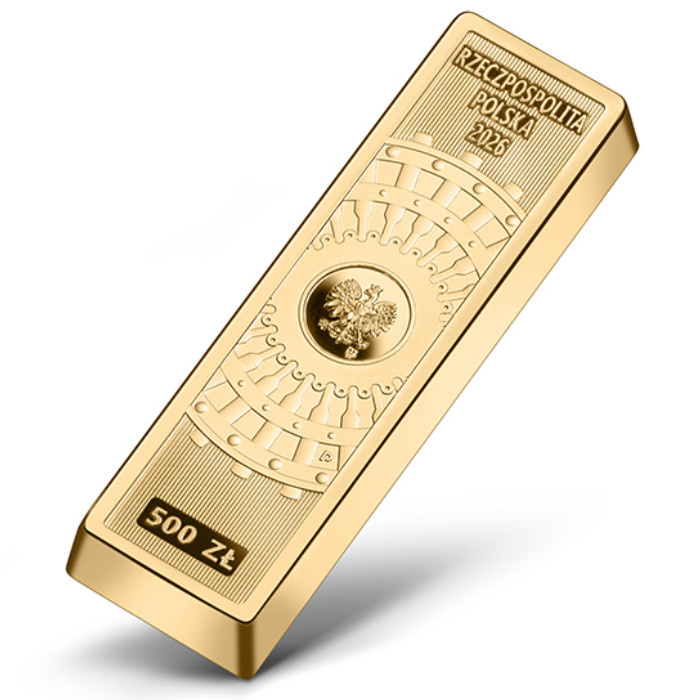 Moneta d'oro Banca centrale indipendente - Riserve auree della NBP 500 zloty Oro 2026 Proof Astuccio/Folder