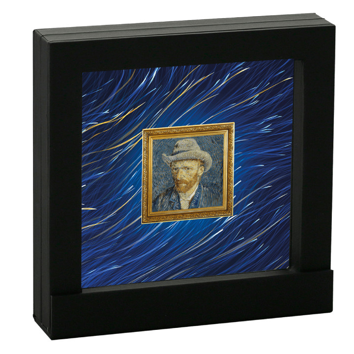 Niue: Vincent van Gogh - Self-portrait in a Hat coloured 1 oz Silber 2023 Gilded Coin