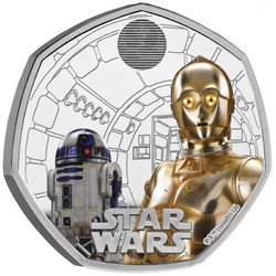 Star Wars : R2-D2 et C-3PO coloré 50 pence d'argent 2023 Proof