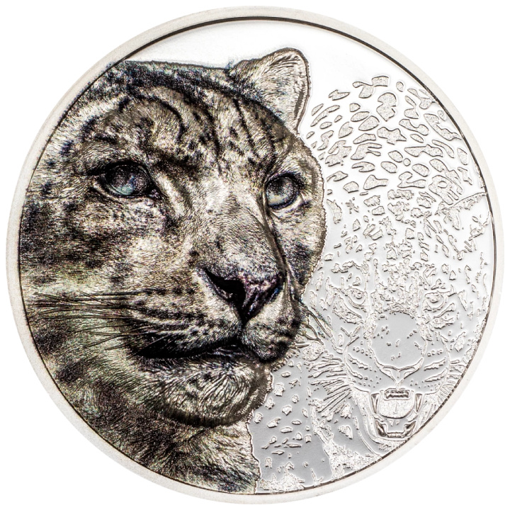 Mongolia: Leopardo de las Nieves 1 oz Plata 2024 Prueba Ultra Alto Relieve