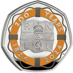 200 de ani de la RNLI 2024 50p colorată din argint Proof