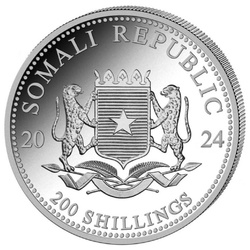 Vida salvaje africana: Elefante somalí 2 oz Plata 2024