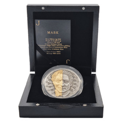 Niue: Mask $5 Silver 2021 Gilded High Relief Antiqued Coin