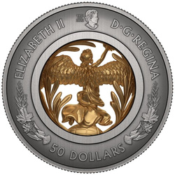 Canada: Allegory of Peace pozłacany $50 Srebro 2023 Antiqued Coin