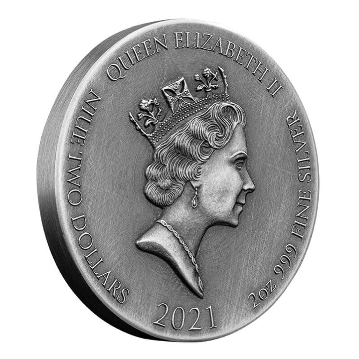 Niue: Biblico - San Paolo naufrago 2 once d'argento 2021 Proof Antiqued Coin