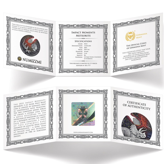 Niue: Impact Moments - Meteorite 2 oz Silver 2021 High Relief Antique Finish