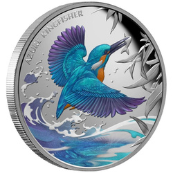 Niue: Azure Kingfisher coloreado 1 oz Plata 2023 Proof