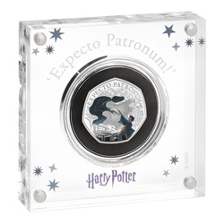 Harry Potter: The Patronus moneda de plata de 50p coloreada 2025 Proof