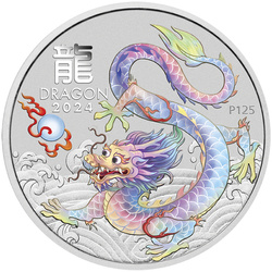 Perth Mint: Lunar III - Rok Smoka "Biały Smok" kolorowany 1 uncja Srebra 2024 (Brisbane Money Expo Anda Special)