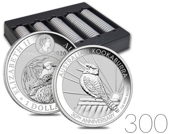 Kookaburra 1 uncja Srebra 2020 PAKIET 300 SZTUK