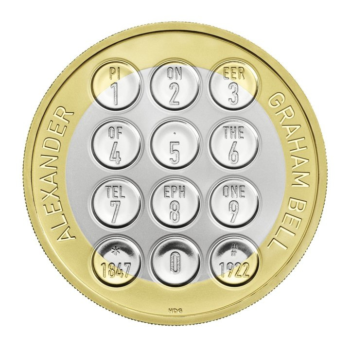 Alexander Graham Bell stříbro 2022 Proof Piedfort Coin