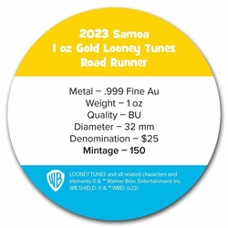 Samoa: Looney Tunes - Road Runner 1 oz Gold 2023