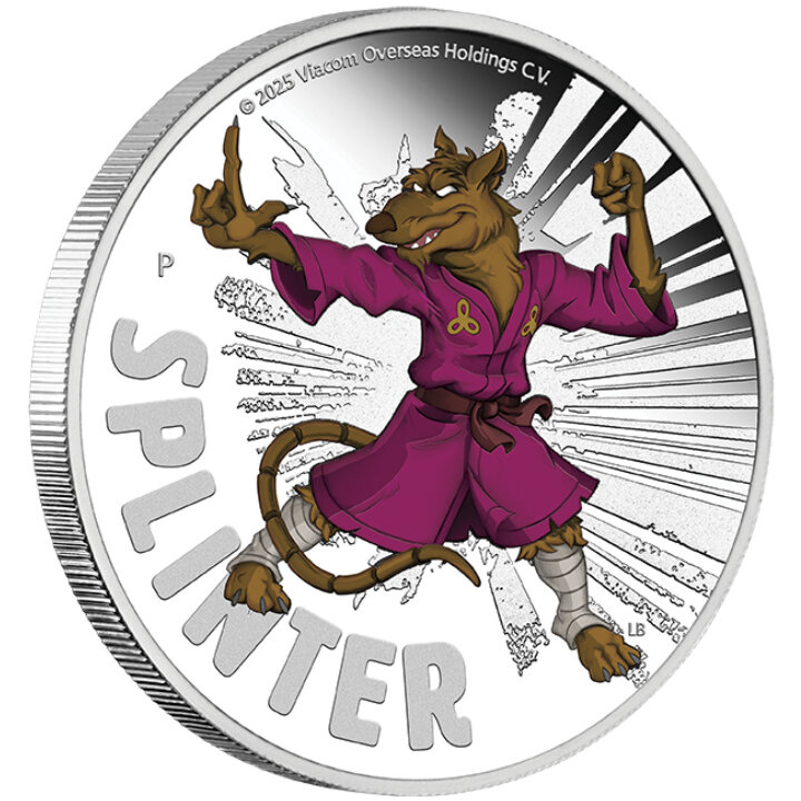 Tuvalu: Teenage Mutant Ninja Turtles - Splinter coloreado 1 oz Plata 2025 Proof