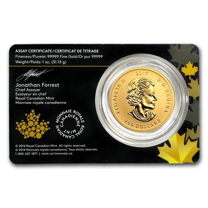 Llamada de la Naturaleza: Wapiti Deer 1 oz Oro 2017 (moneda en tarjeta)
