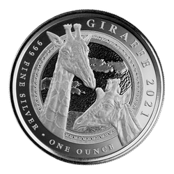 Equatorial Guinea: Giraffe 1 oz Silver 2021 Prooflike