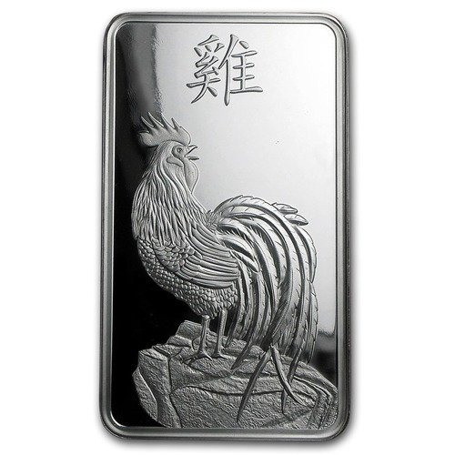 Lingotto d'argento da 100 grammi serie Lunar Anno del Gallo