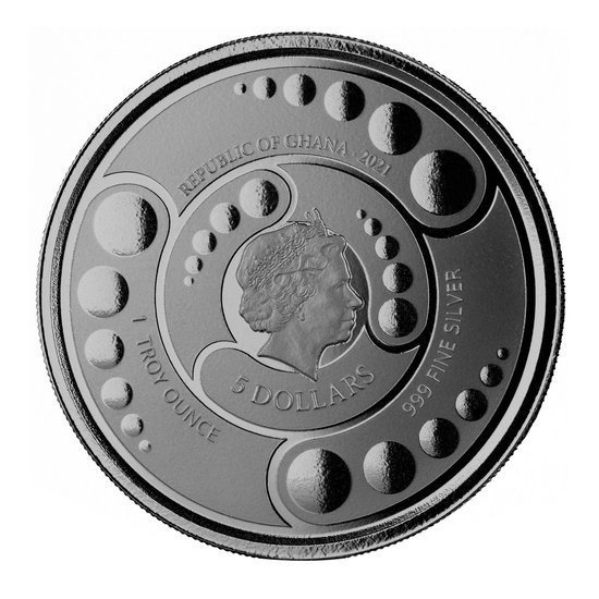Ghana: Alien kolorowany 1 uncja Srebra Rodowanego 2021 (w czarnym kolorze)