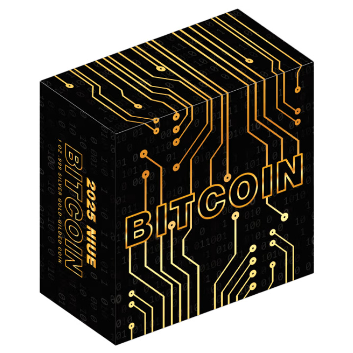 Niue: Bitcoin aranybevonatú 1 uncia ezüst 2025