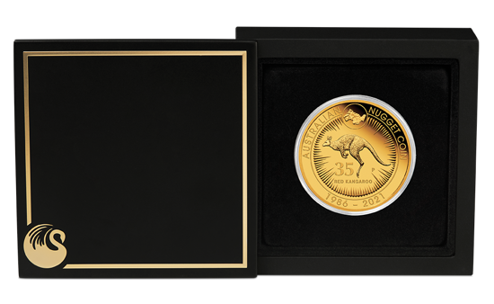 Canguro Australiano: 35 Aniversario Canguro Nugget 2 oz Oro 2021 Proof