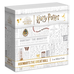 Niue: Harry Potter - Hogwarts The Great Hall 1 oz Silber 2022 Antique Finish