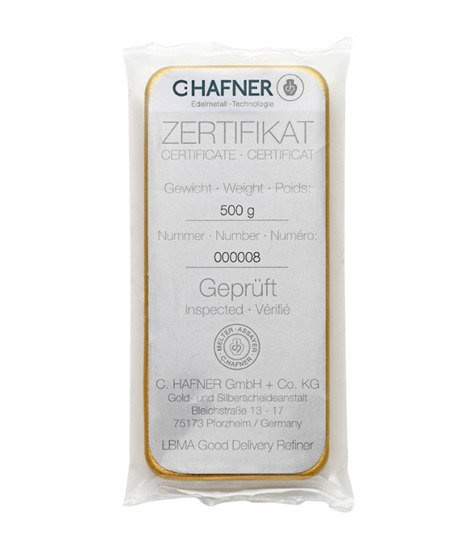 500 gramů zlatá cihla C. Hafner