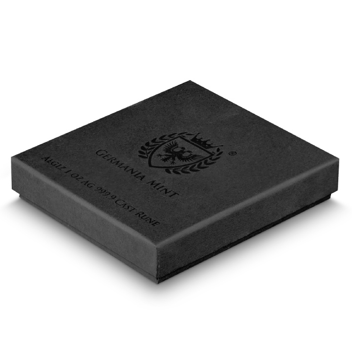 Lingotto Germania Mint: Rune - Algiz colorato 1 oncia d'argento finitura antica