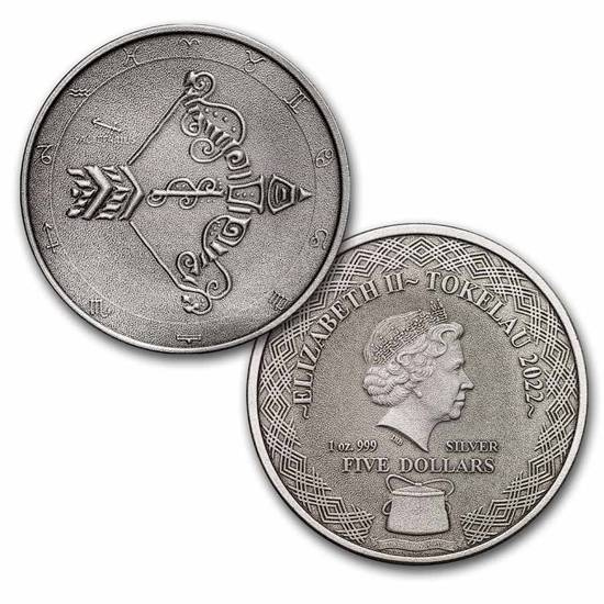 Zestaw 12 monet Tokelau: Zodiac Series 12 x 1 uncja Srebra 2022 Antique Coins