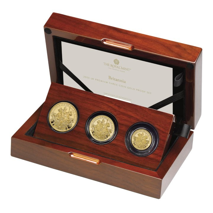 Zestaw 3 monet Premium Britannia Złoto 2023 Proof