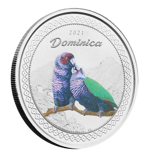 Dominica: Amazonia Imperial coloreada 1 oz Plata 2021 Proof