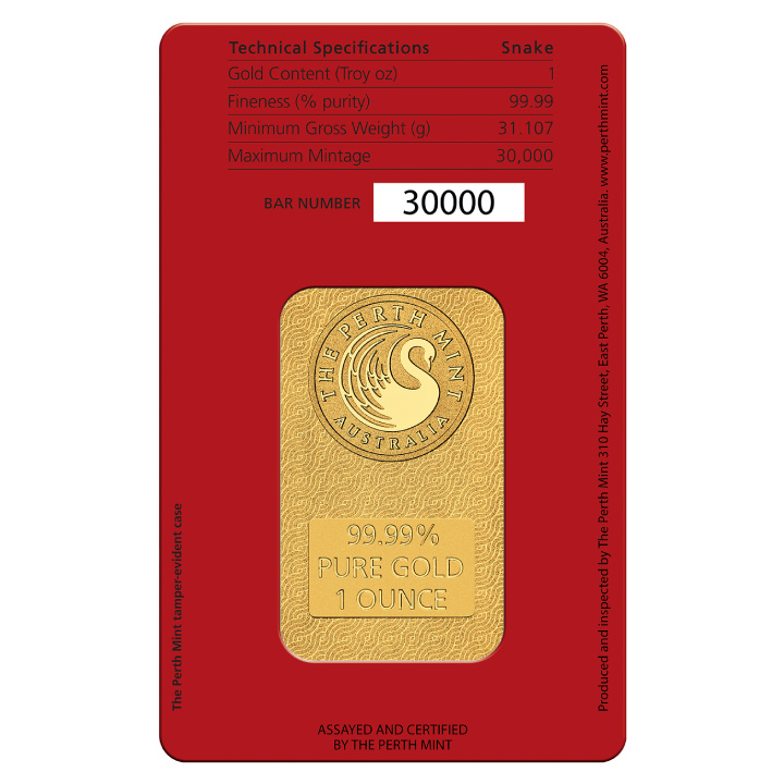 Lingotto The Perth Mint: Lunar - Anno del Serpente 1 oncia d'oro LBMA GD Refiner