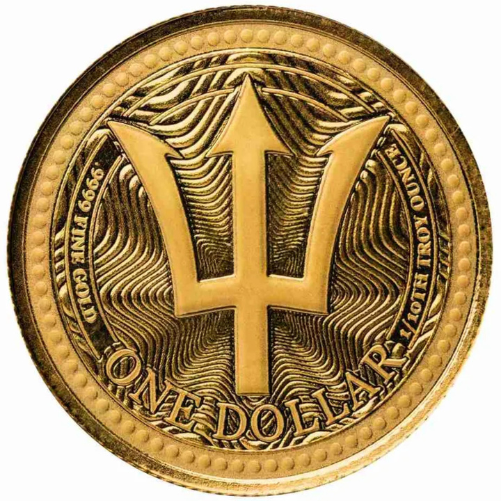 Barbados: Trident, 1/10 oz Gold, 2025, Prooflike