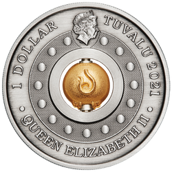 Lunar III: Rok Bawoła 1 uncja Srebra 2021 Rotating Charm Antiqued Finish