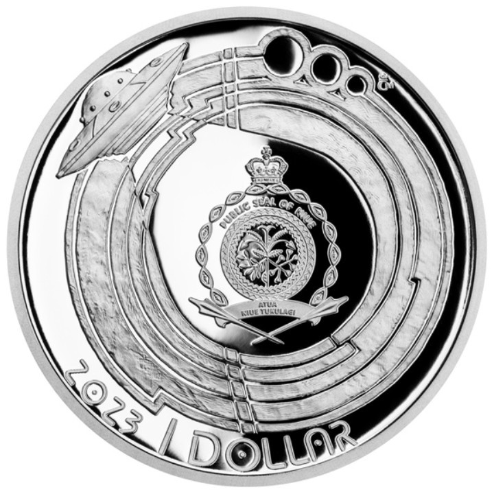 Niue: La Vía Láctea - Proxima Centauri kolorowany $1 Srebro 2023 Proof