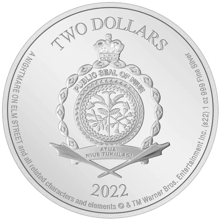 Niue: A Nightmare on Elm Street coloured 1 oz Silver 2022 Proof