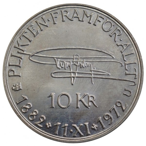 Sweden, 90th Birthday of Gustav VI Adolf 10 Kronor 1972